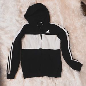 Small Adidas White and Black Zip Up Hoodie